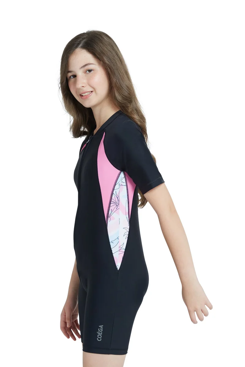 Coega Sunwear  COEGA  Girls Youth Slim-kini Short - Nero Floral Drawings for Women | Best Price UAE